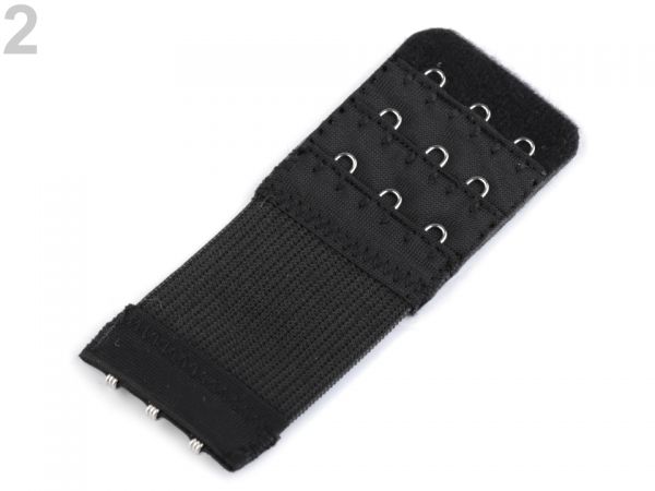 Prodloužení k podprsence šíře 40 mm, 3 řady/3 očka na gumě černé