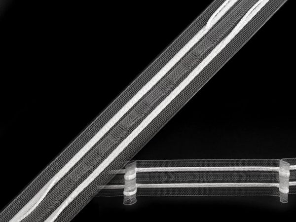 Záclonovka 1 skladová šíře 25 mm transparentní