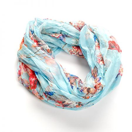 Šál tunel šifón malej sovy blankytne modrá