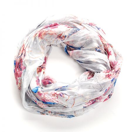 Šál tunel šifón malej sovy šedomodrá