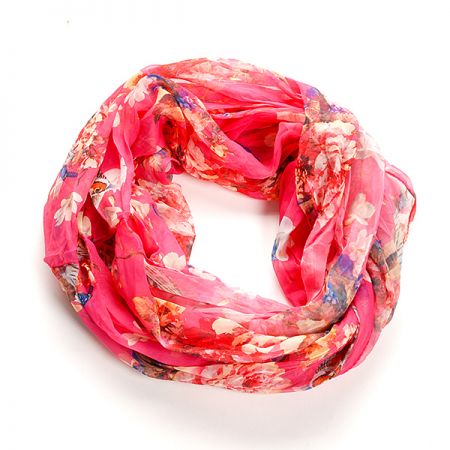 Šál tunel šifón malej sovy fuchsiová