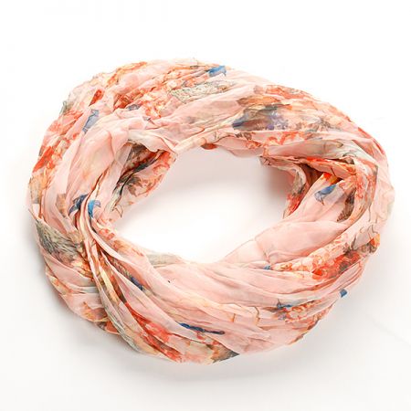 Šál tunel šifón malej sovy pastel ružová