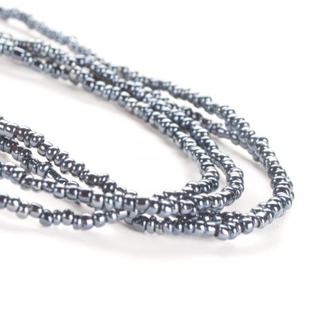 Korálkový náramek/náhrdelník rokajl černošedý