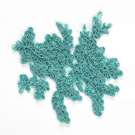 Krajková květinová aplikace tyrkysová