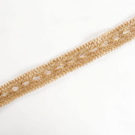 Stuha krajková vzdušná výšivka zlatá