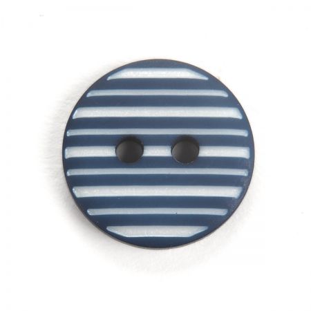 Knoflík plastový kulatý modrobílé proužky 30"