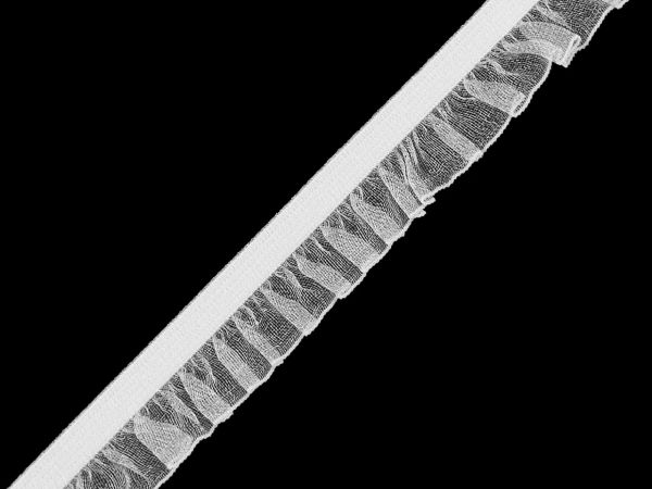 Krajková guma pruženka ozdobná volánky bílá