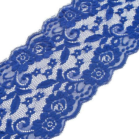 Pružná krajka vsadka lem květy modrá