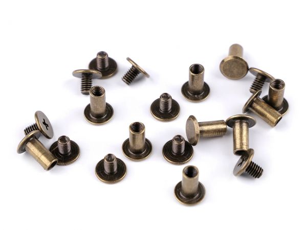 Nýt sřoubovací sedlářský hladký 6mm staromosaz