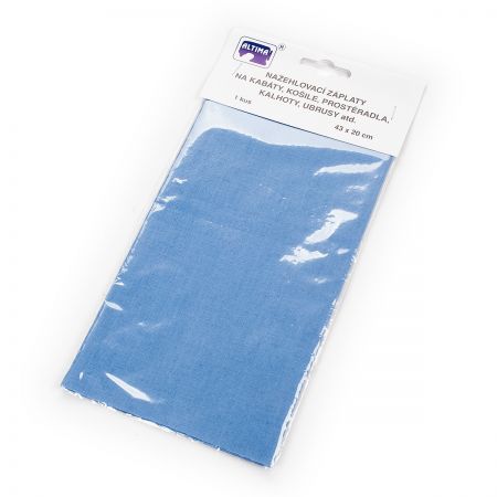 Záplata zažehlovací textilní rozměr 43×20 cm sv.modrá