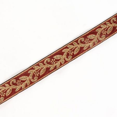 Stuha žakárová drobný květinový vzor vínová