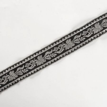 Stuha žakárová černá stříbrná