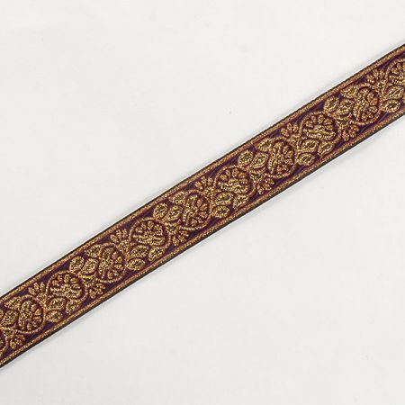 Stuha žakárová jemný květinový vzor fialová