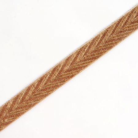 Stuha žakárová geometrický vzor měděný