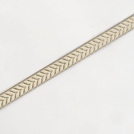 Stuha žakárová oboustranná smetanovozlatá