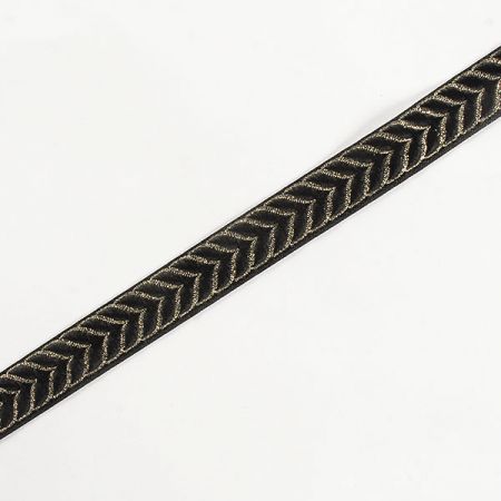 Stuha žakárová oboustranná černozlatá