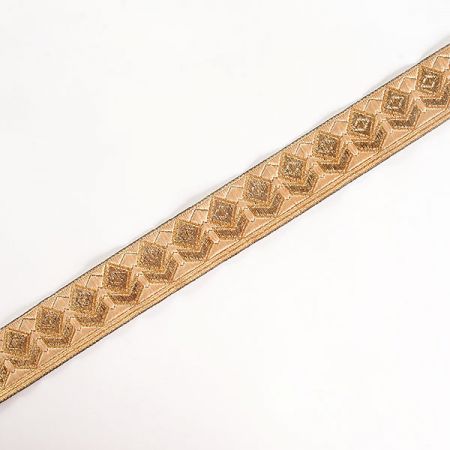 Stuha žakárová geometrický vzor sv.hnědá