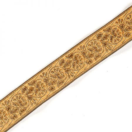 Stuha žakárová drobný květinový vzor zlatá
