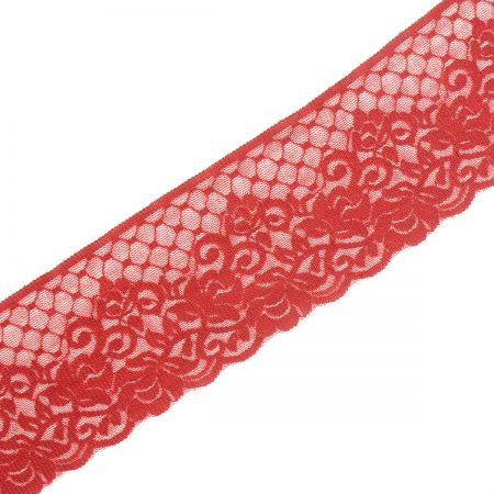 Krajka elastická květinový motiv vínová
