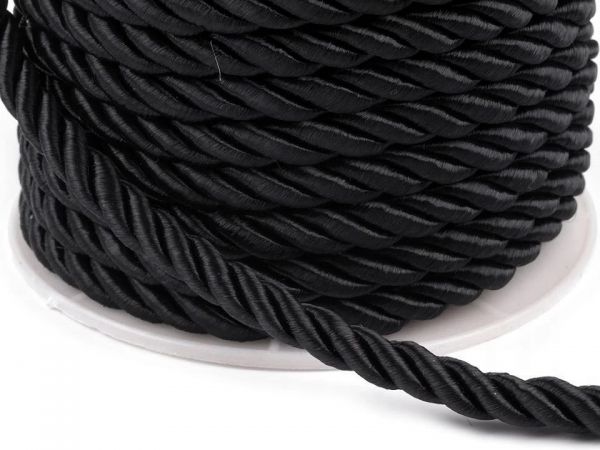 Šňůra kroucená 7mm průměr černá