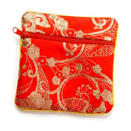 Elegantná brokátová taštička kvety červená