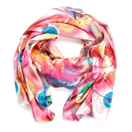 Saténová šála se vzorem chmíří pampelišky