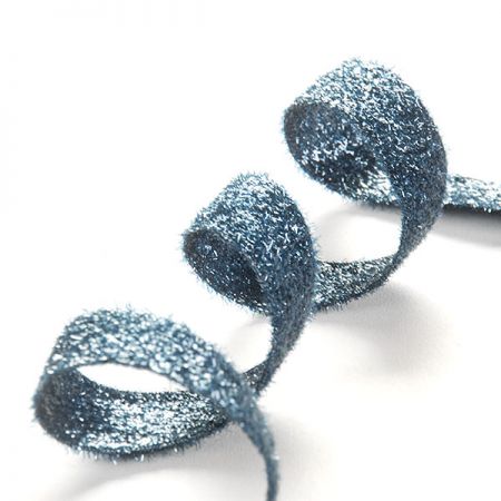 Stuha oboustranná lesk vlas jeans modrá