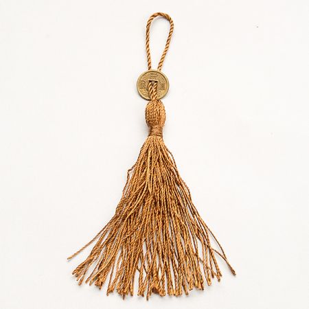 Strapec textilné ozdobný s mincí hnedý