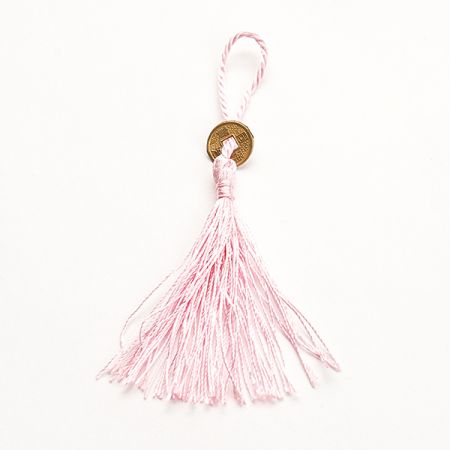 Strapec textilné ozdobný s mincí sv.ružový