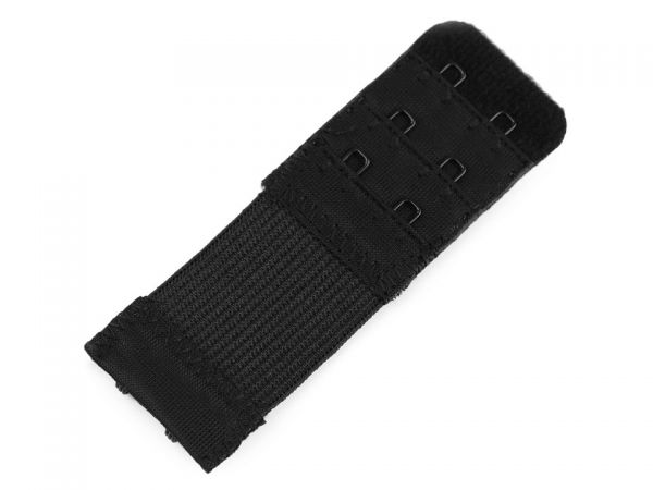 Prodloužení k podprsence šíře 30mm 3 řady/2 očka černá na gumě