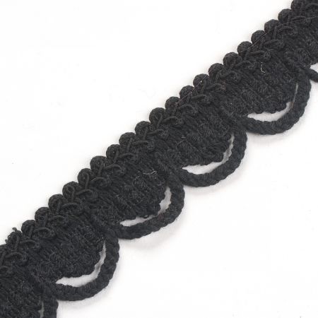 Krajka lem hrubá romantický vzor černá