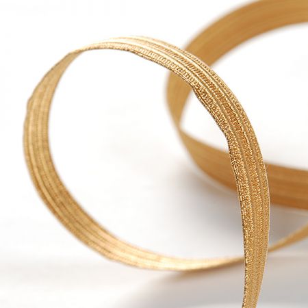 Kovová stuha řetízek oboustranná zlatá vzor pruhy