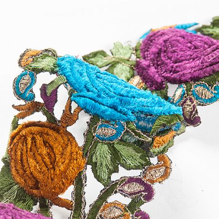 Stuha porta vzdušná výšivka tyrkysová/fuchsiová