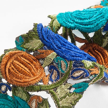 Stuha porta vzdušná výšivka tyrkysová/modrá