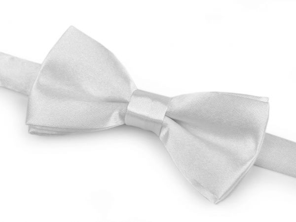 Motýlek saténový 5x10 cm bílý