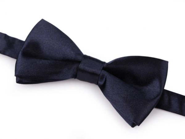 Motýlek saténový 5x10 cm tm.modrý