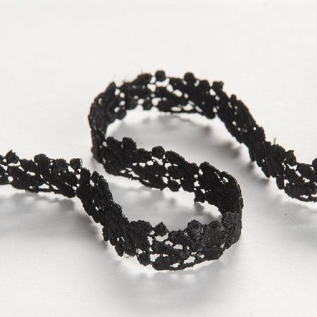 Krajkový oděvní prýmek černý