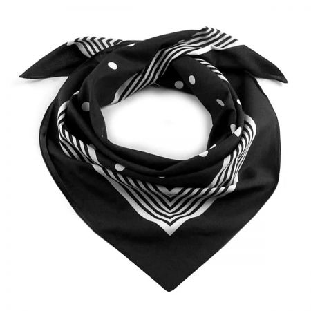 Bavlněný šátek vzor proužek puntík 70x70cm černý