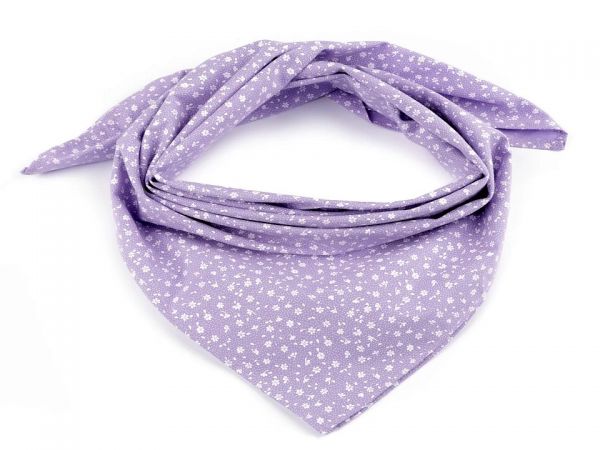 Bavlněný šátek drobné květy 65×65 cm fialový