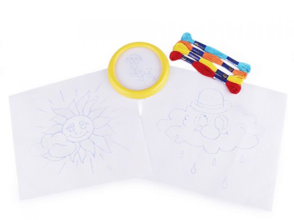 Dětské vyšívání sluníčko, mráček, drak