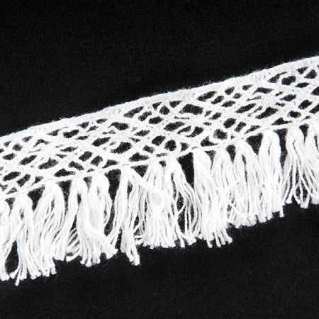 Krajka bavlněná geometrický vzor třásně