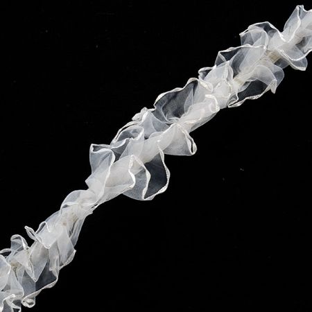 Organzová stuha volánková pružná slonová kost