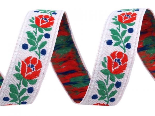 Stuha krojová vyšívaná bílá 2cm