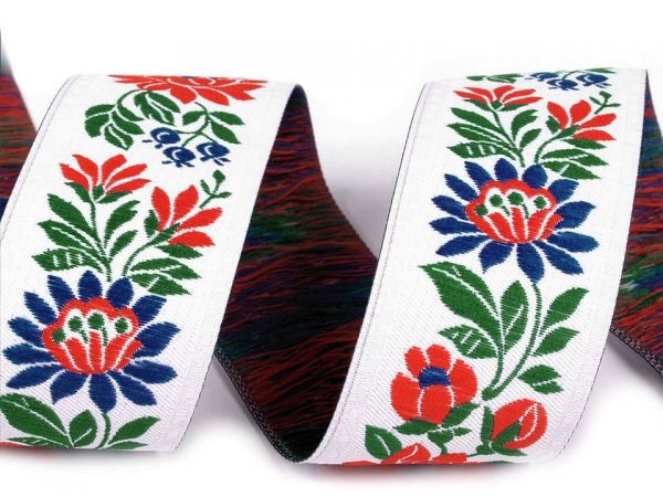 Stuha krojová vyšívaná bílá 3,5cm