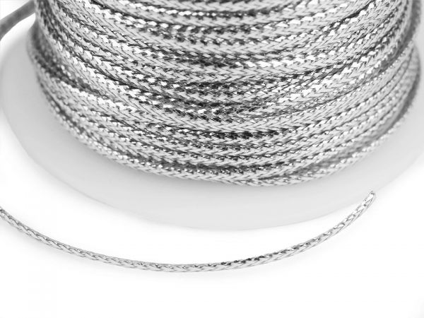Dutinka leonská s lurexem 2mm stříbrná
