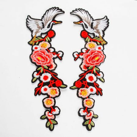 Květinová aplikace zažehlovací párová květy/volavka