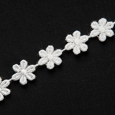 Krajkový oděvní prýmek květy bílý
