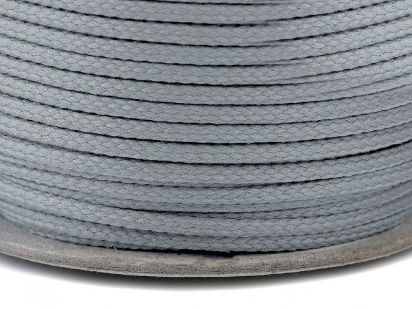 Šňůra oděvní kroucená PES Ø 4,6 mm šedá