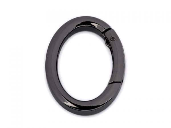 Karabina ovál kroužek na klíče 28x38mm nikl černá