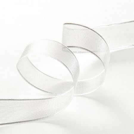 Stuha organzová průsvitná šíře 28mm stříbrná rex